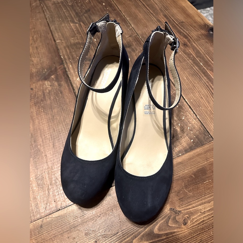 Arizona Navy Blue Suede Shoe with Wedge Heel